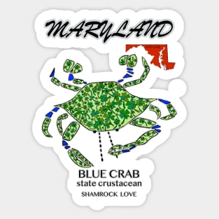 Maryland Blue Crab, Shamrock Love Sticker